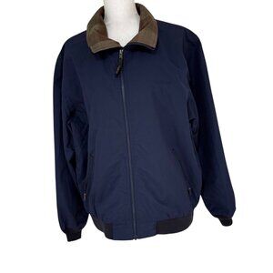 L.L.Bean Jacket Mens Size Large Navy Warm-Up Jacket Flannel-Lined Style 500395
